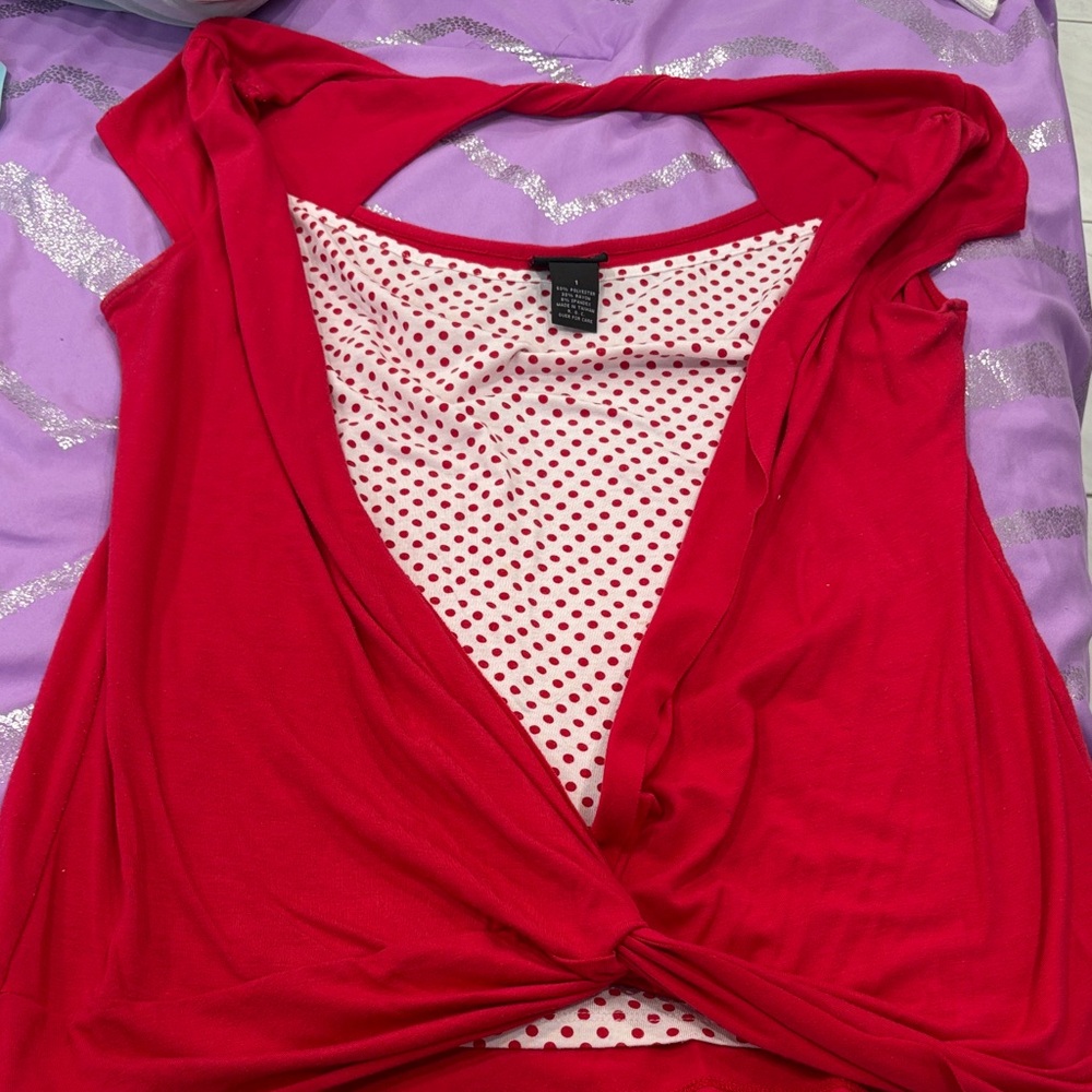 Torrid Red Tank Top with Polka Dot Accent